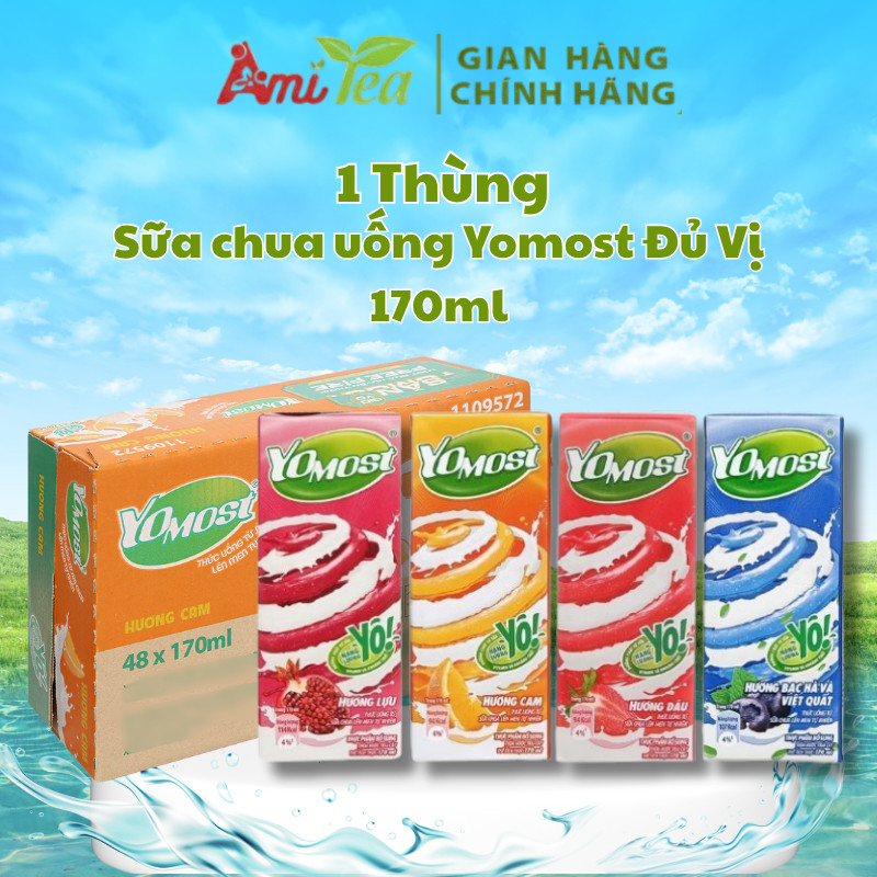 1 Thùng Sữa Chua Uống YOMOST 170ml Cam, Dâu, Lựu, Việt Quất Bổ Sung Lợi Khuẩn, Giàu Vitamin