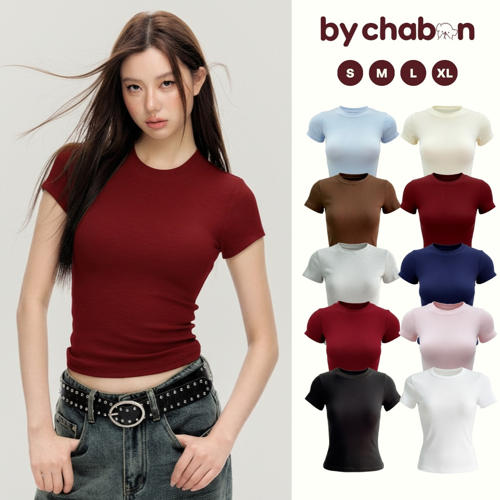 Áo Thun Nữ Baby Tee Dáng Ôm Cổ Tròn Chất Thun Co Giãn Nhiều Màu By ChaBon CB01