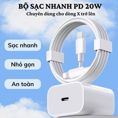 Bộ sạc nhanh PD 45W Củ Dây Type-C Không nóng máy An toàn ổn định dành cho Ai Phôn Bảo hành 2 năm