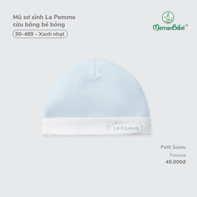 Mũ sơ sinh La Pomme cừu bông bé bỏng - Sợi Petit Soyeu thoáng mát - Bé trai/gái - Freesize