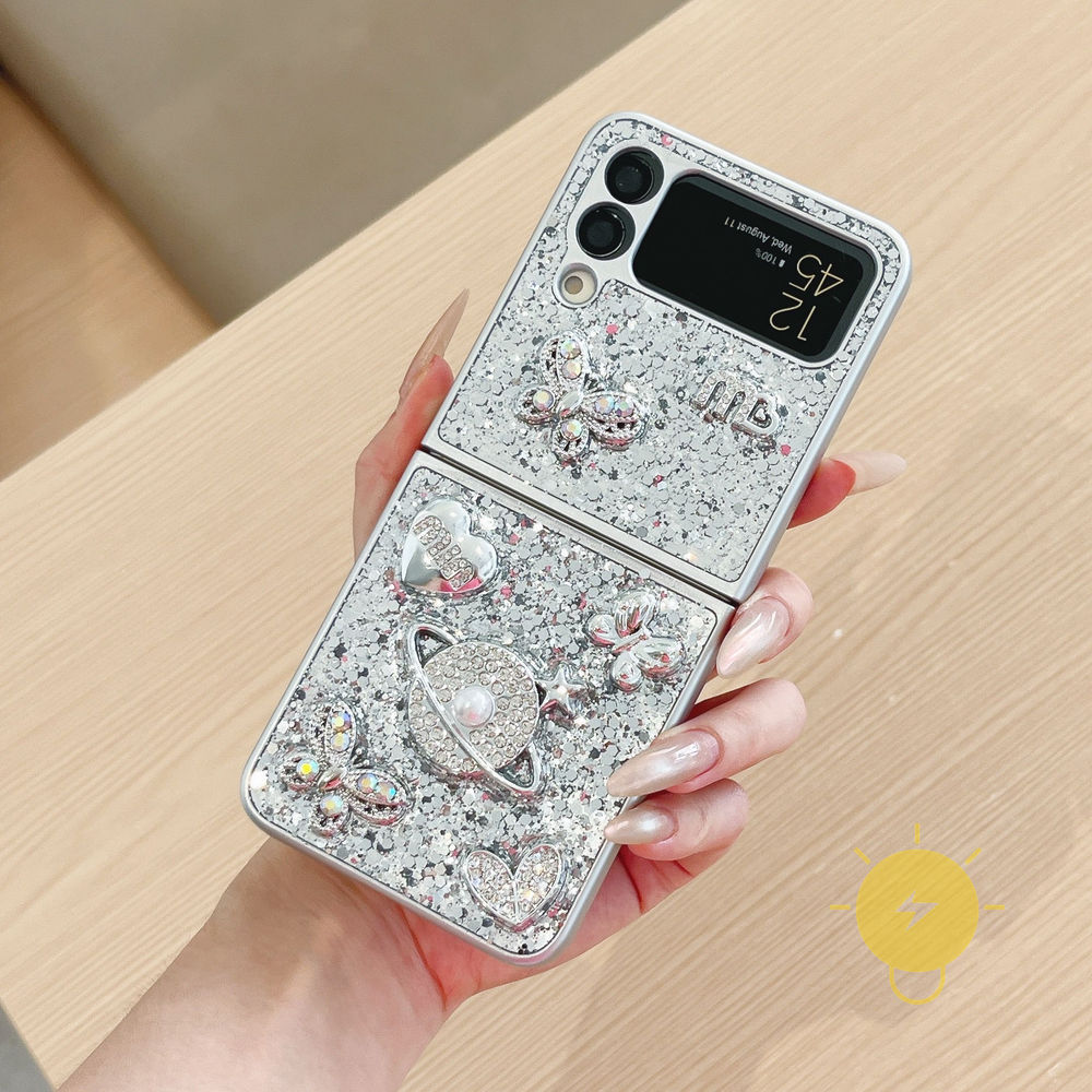 Phone Case For SAMSUNG Galaxy Z Flip 7 Z Flip 6 Z Flip 5 Z Flip 7 FE TPU Butterfly 3D Aesthetic Kore