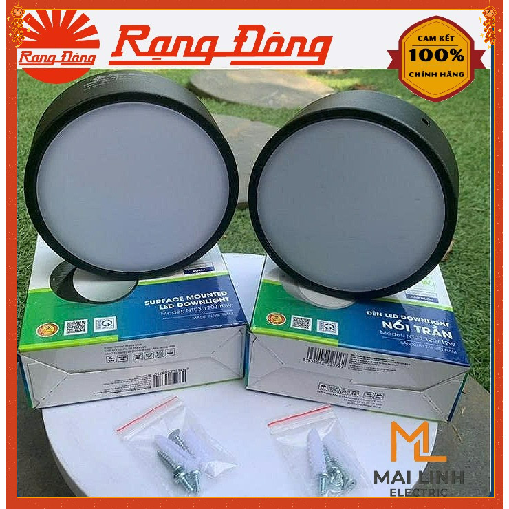 {Rạng Đông} Đèn LED Downlight nổi trần - Đèn Lon - Ống Bơ - Model: NT03 120/12W, 120/10W Đổi Màu - V