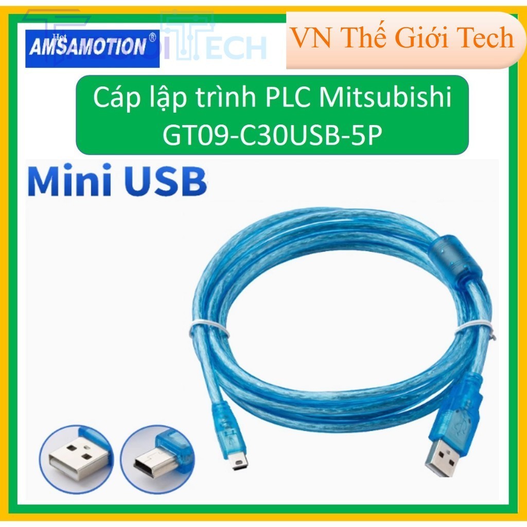 Cáp lập trình PLC HMI Mitsubishi GT09-C30USB-5P MINI USB 2.0 AM 5pin chống nhiễu