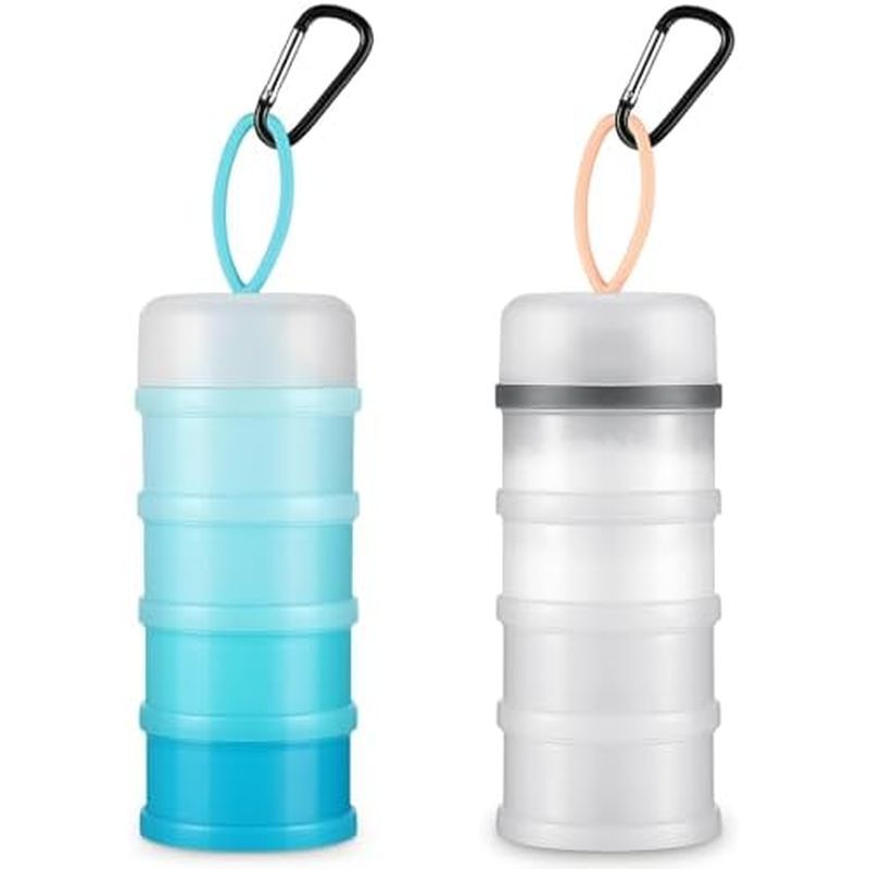 Hộp đựng bột protein Baderke 2 chiếc có giá đỡ phễu, Hộp đựng bột protein chống rò rỉ 4 ngăn xếp chồ