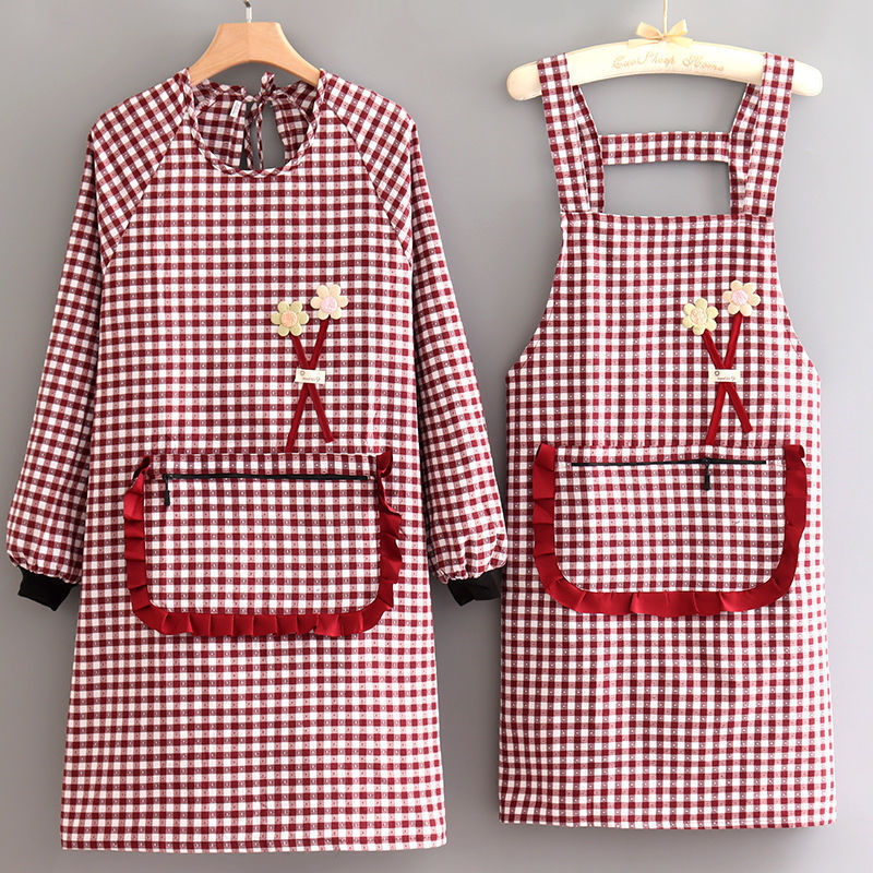 Kitchen workwear10y Stain-resistant women's work apron, new breathable home-use long-sleeve cotton s