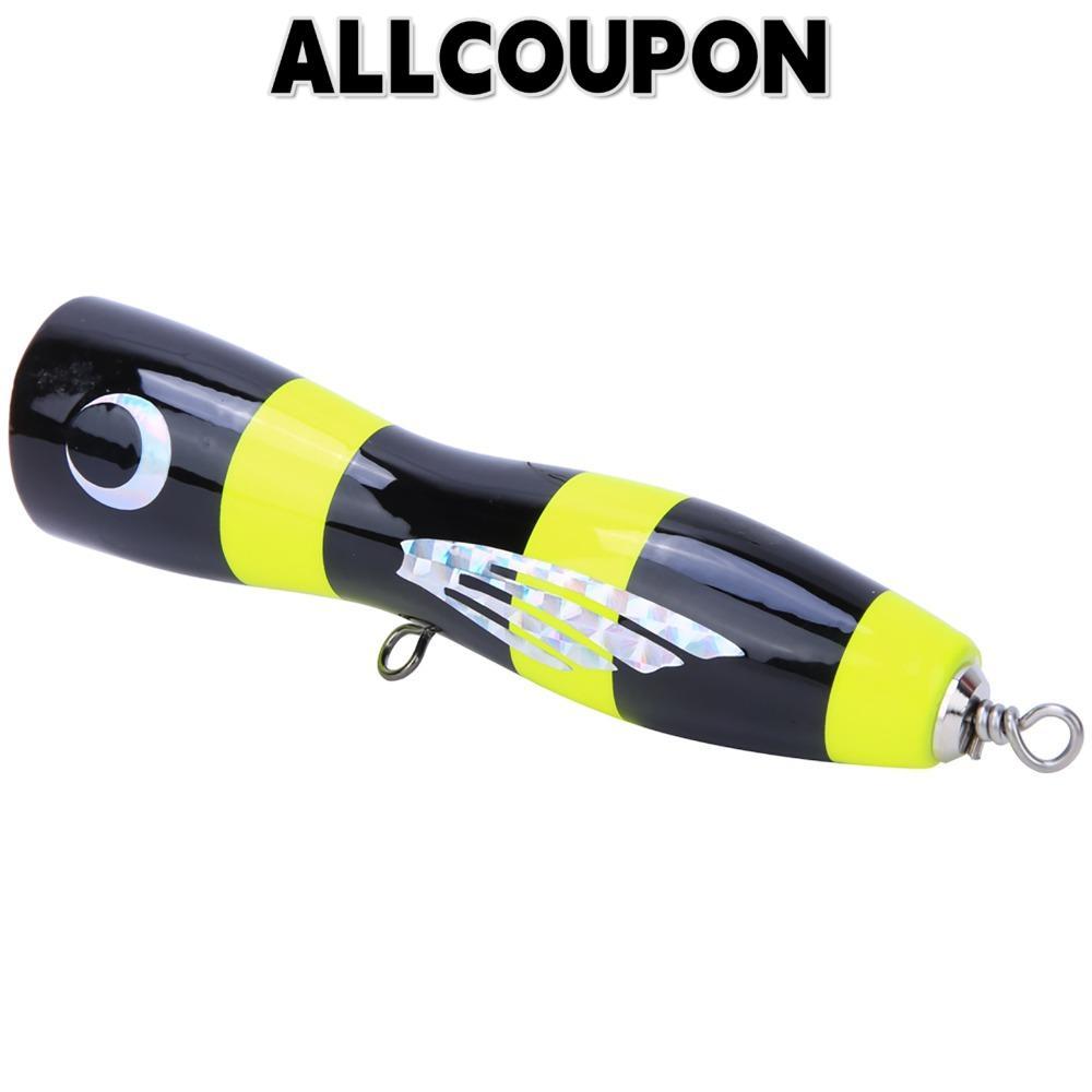 ALLCOUPON Popper Mồi, 16,5cm 65g 3 Màu Topwater Popper Mồi, Gỗ Bền Cứng Nhân Tạo Popper Dụ Câu Cá Bi