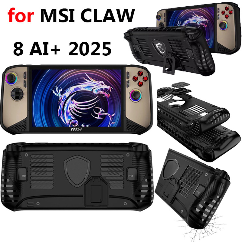 Vỏ bảo vệ mềm cho MSI Claw 8 AI + 2025 Vỏ bảo vệ chống trầy xước TPU có chân đế Vỏ cầm tay cho MSI C