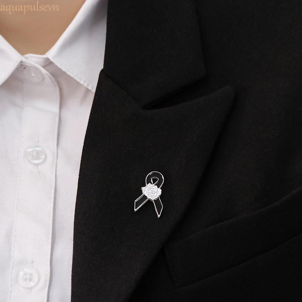 AQUA Tang Lễ Ruy Băng Huy Hiệu Trâm Cài, Nhận Thức Vintage Đen Ruy Băng Pin, Men Đơn Giản Đen Ruy Bă