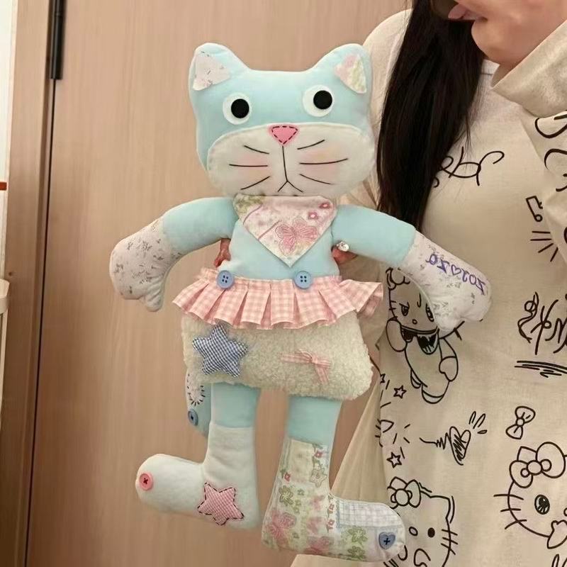 Dễ Thương Sữa Xanh Mèo Con Búp Bê Tự Làm Chất Liệu Gói May Tay Làm Dịu Mèo Búp Bê Sang Trọng Gửi Bạn