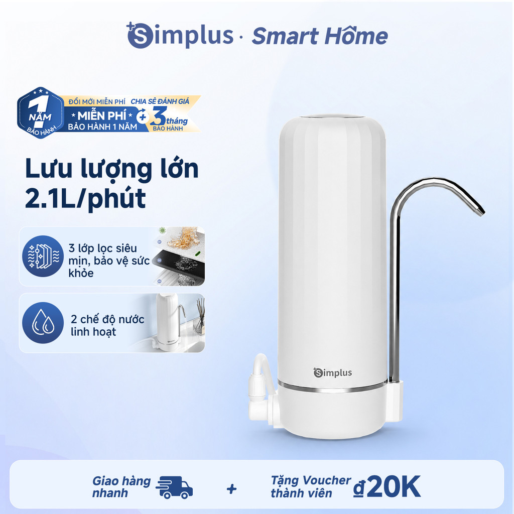 Simplus Máy lọc nước Simplus Lọc siêu vi uống trực tiếp 3 lớp lọc siêu mịn bảo vệ sức khỏe JSQH006