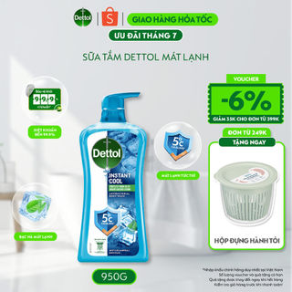 Sữa tắm Dettol Cool kháng khuẩn, mát lạnh tức thì - chai 950g