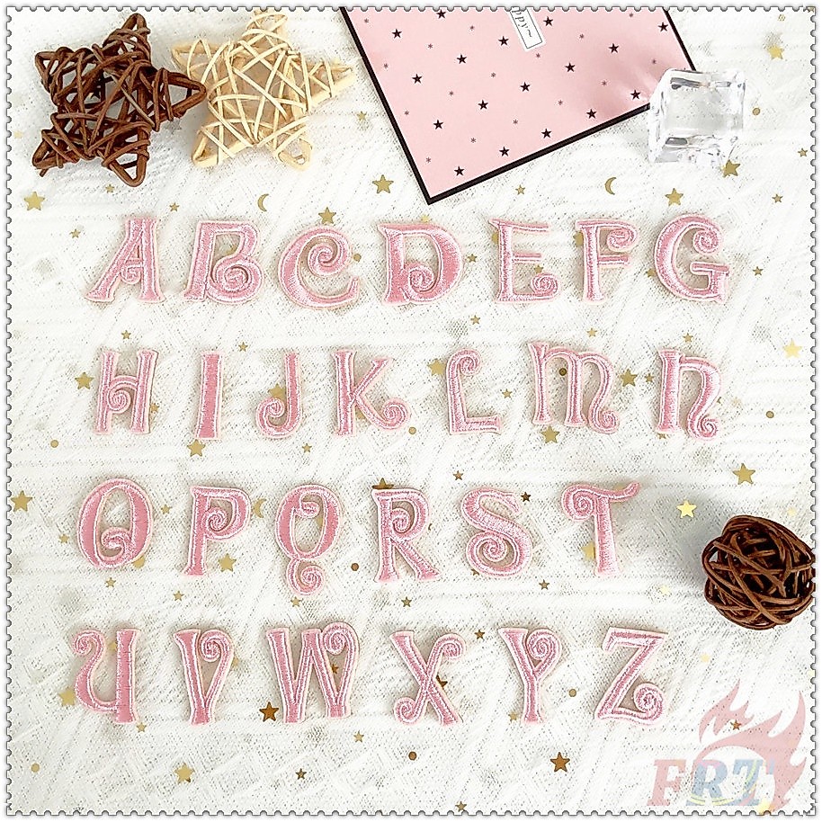✿ Self-adhesive Sticker Patches：Pink Letters ✿ 1Pc Diy Embroidery Patch Sew on Iron on Badges Patch