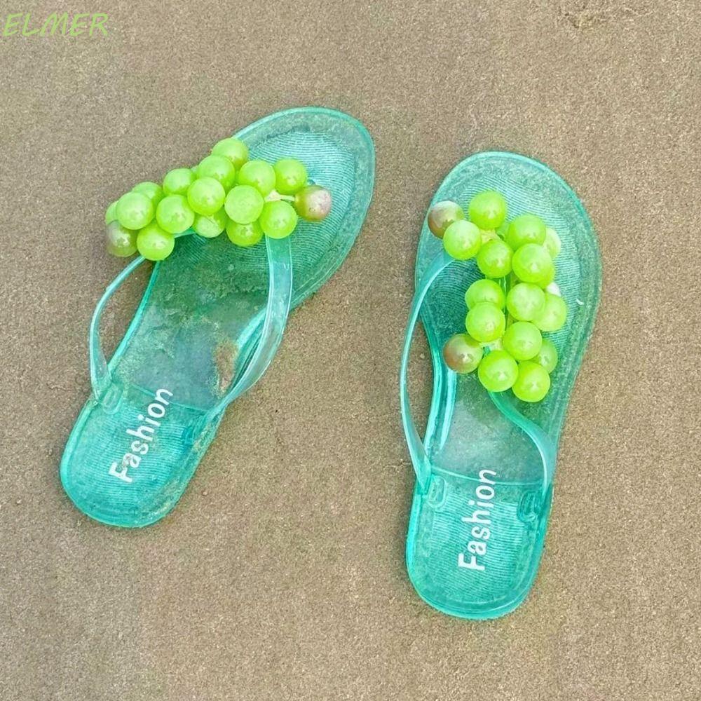 Dép Trái Cây Mô Phỏng ELMER, Dép Nữ Chống Trơn Trượt PVC, Giày Đi Biển Thời Trang Nho Thoải Mái Đơn 