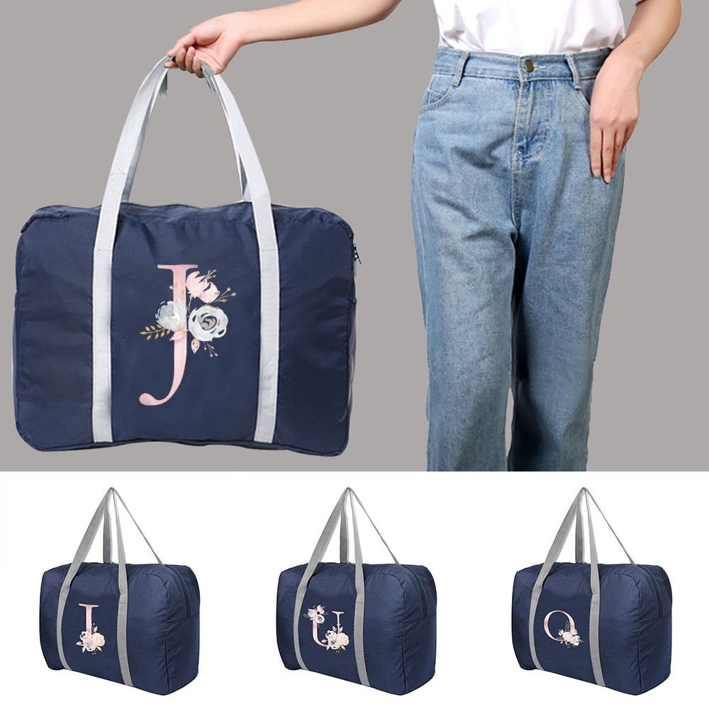 Travel Bag Foldable  Unisex Clothes Organizers Large Capacity Duffle Bag Pink Flower Printed Women H