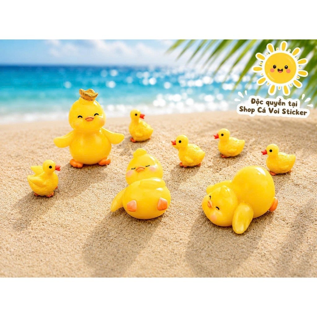 [CHARM TREND] Set Charm Vịt Vàng Hoàng Gia – Bộ Charm Resin Mini Kawaii Cao Cấp 8 Món
