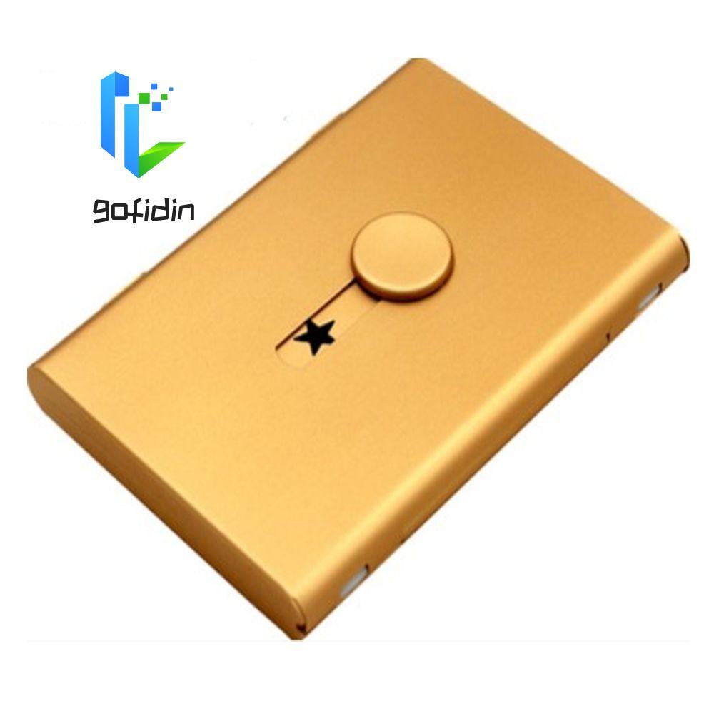 GOFIDIN Thumb Slide Out Business Name Card Holder Women Scrub Star Creative Men Light ID Card Case