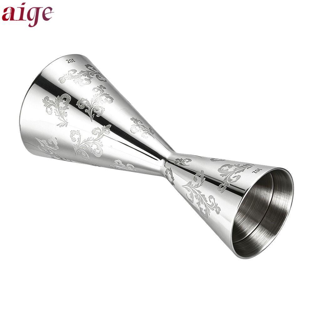 AIGE Double Head Jigger, 30 / 60ml Cocktail Jigger Cup, Lá bền Thiết kế sọc Bartending Jigger Barten
