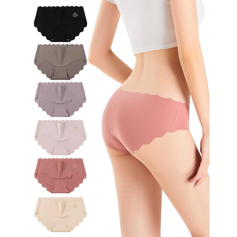[dear doris] [Japan Official] Seamless Shorts for Women 6-Pack, No-Seam Panties, Cute Scallop Cut, N