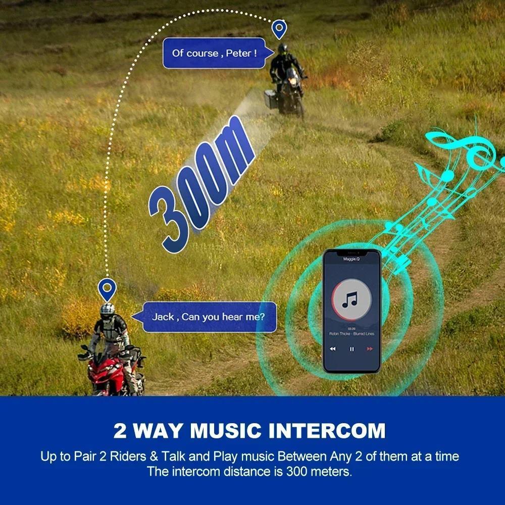 Tai nghe mũ bảo hiểm xe máy Y10 Intercom Bluetooth không dây 5.3, khoảng cách 300m