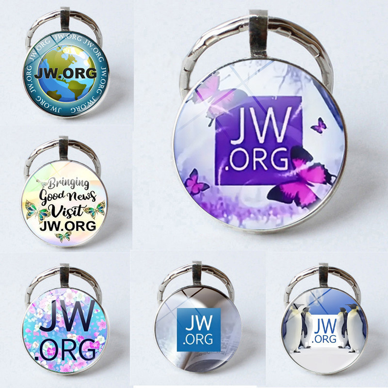 Bán chạy JW.ORG Thời gian Đá quý Móc khóa Mặt dây chuyền Kim loại Vòng hoa dập nổi Phụ kiện sáng tạo