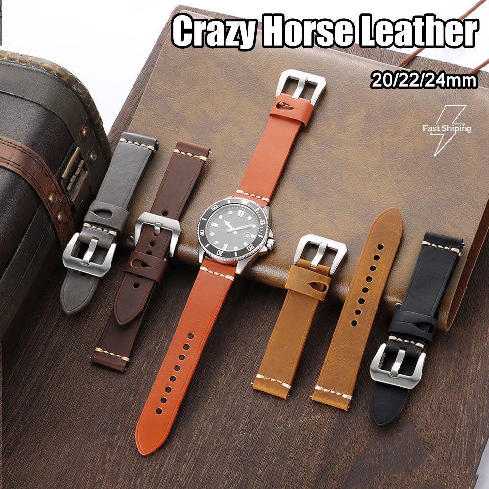 Dây đeo đồng hồ thông minh Vinatge cao cấp 20 / 22 / 24mm Phát hành nhanh Matte Soft Bền Crazy Horse