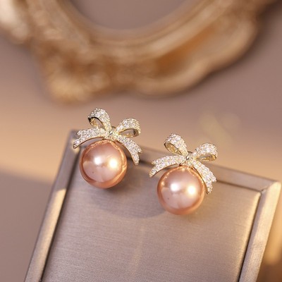 Pinkdudu Nơ Kim Cương Giả Bông Tai Hàn Quốc Cao Cấp Dangles Tính Khí Đa Năng Trang Sức Dành Cho Nữ PD2618