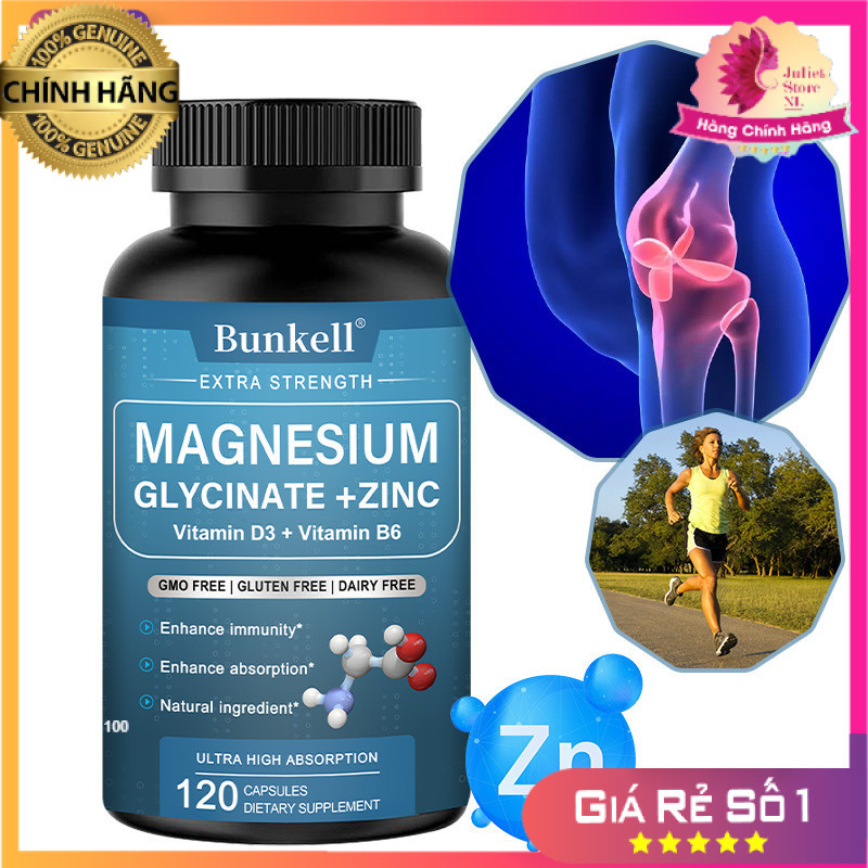 [CHÍNH HÃNG] Viên Uống Bunkell Magnesium Glycine - Hỗ Trợ Cơ Bắp, Xương Khớp, Miễn Dịch Và Não Bộ JL