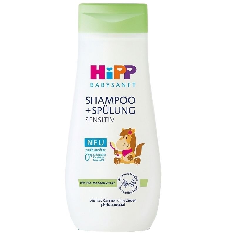 Đức Hipp Hipp Hipp Baby Gentle Organic Almond Nuôi dưỡng da đầu Không có nước mắt Dầu gội trẻ em Chă