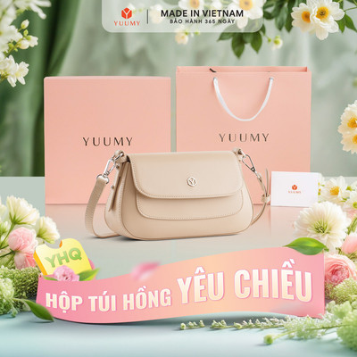 Bộ hộp quà YUUMY (Túi đeo chéo nữ YUUMY YN252 + Hộp quà YHQ2 + Túi giấy YTG2 + Túi rút BVR3838 + Thiệp cảm ơn YBT1)