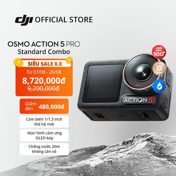 Camera hành động DJI Osmo Action 5 Pro máy quay hành trình 4K 120fps, chế độ màu HLG, quay đêm rõ nét  (DJI OA 5 Pro)