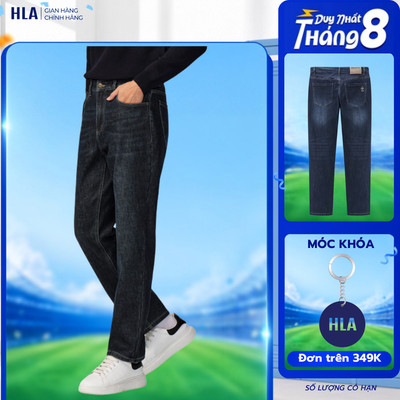 [HỎA TỐC 4H] Quần Jeans Nam HLA Xanh Đậm Cao Cấp - Cotton Co Giãn, Giữ Form Thoải Mái, Bền Màu Và Tôn Dáng