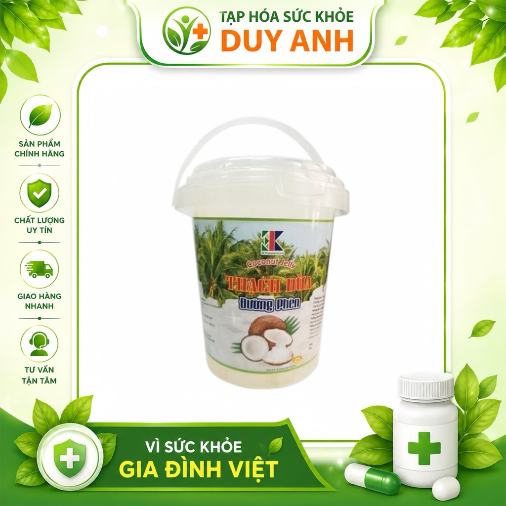 Thạch Dừa Đường Phèn 3K 1000g | Thạch Dừa Giòn Dai | Ăn Liền Giải Khát |