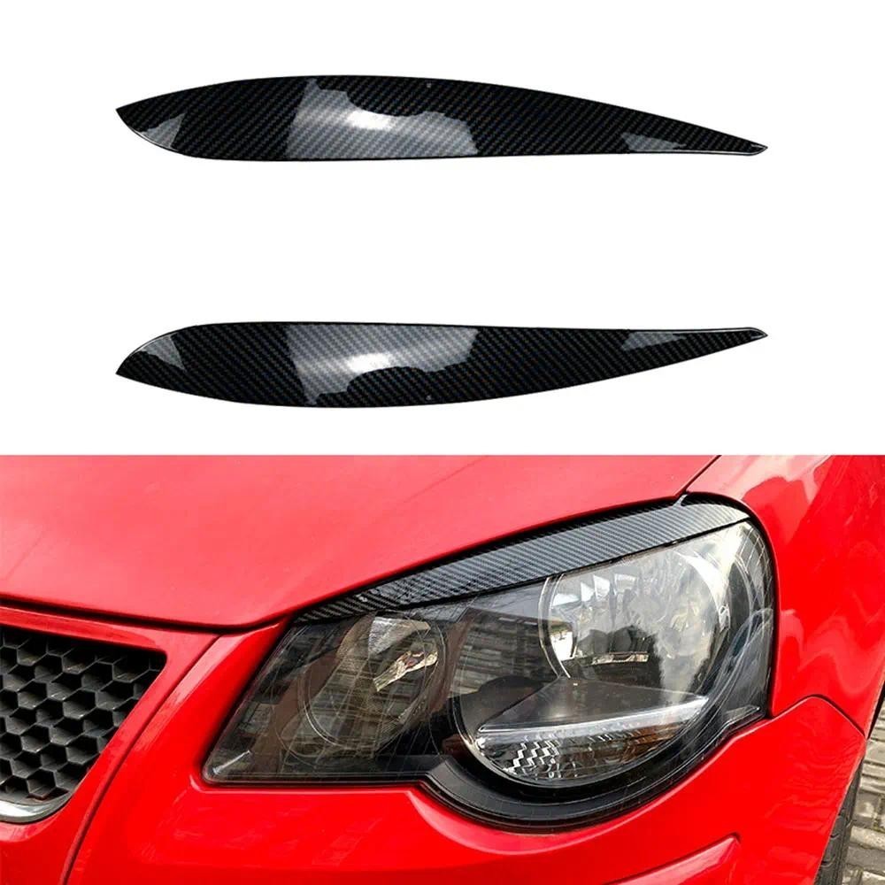 Lông Mày Cho Volkswagen VW POLO 4 MK4 9N 9N3 2005-2009 Đèn Pha Mí Mắt Nắp Mắt Miếng Dán Viền Thân Bộ