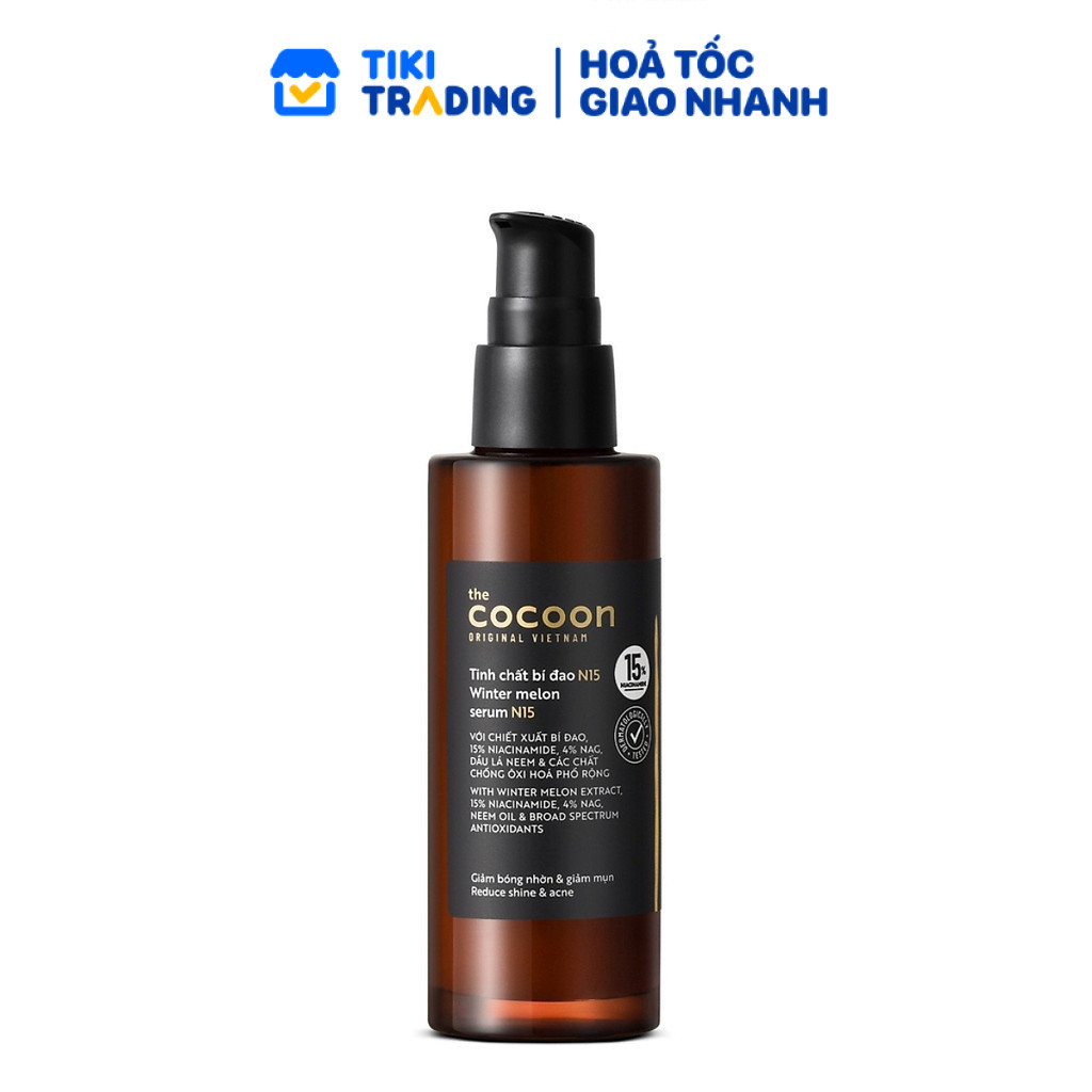 Tinh chất bí đao N15 với 15% Niacinamide giảm bóng nhờn và giảm mụn Cocoon 70ml