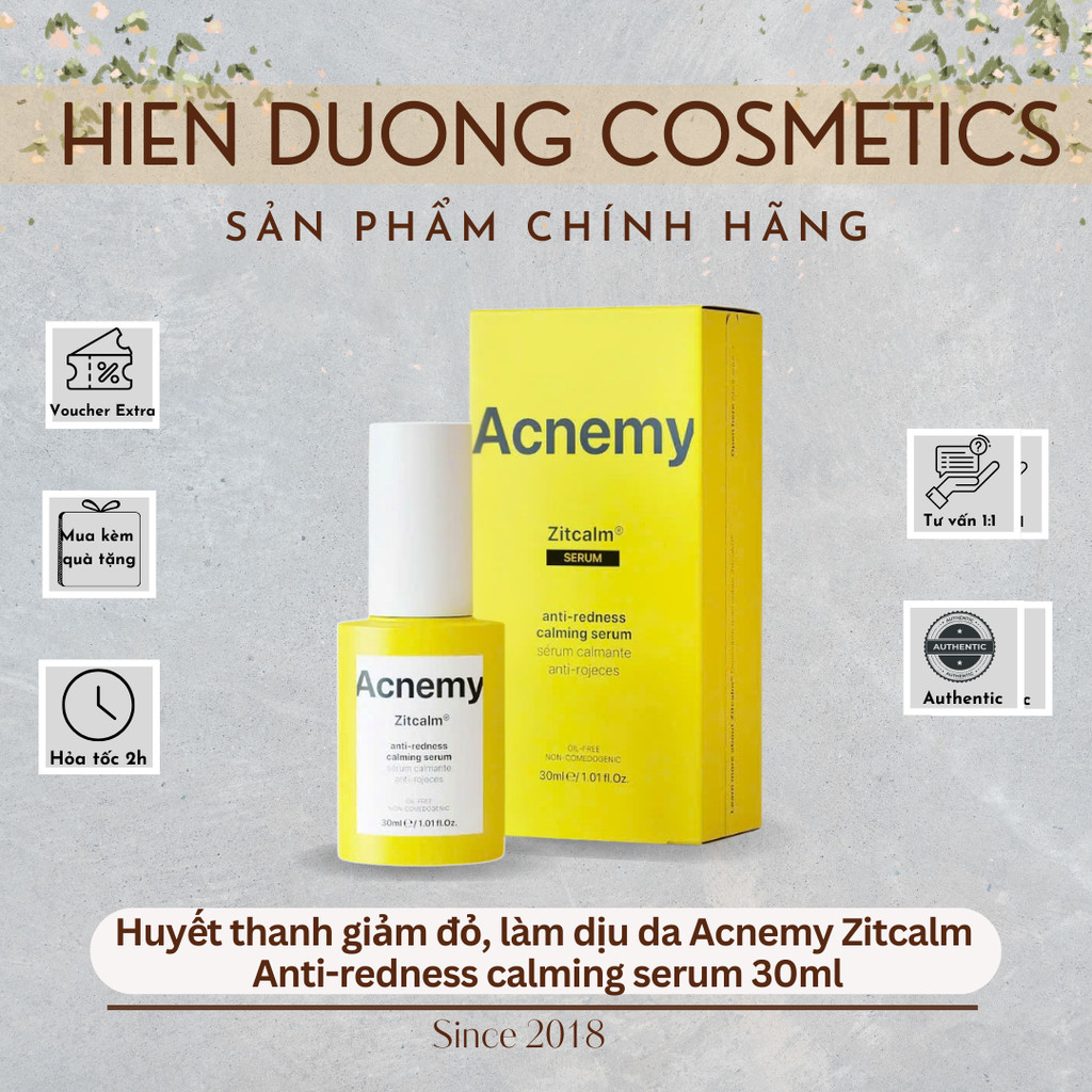 [Đại lý chính hãng] Huyết thanh giảm đỏ, làm dịu da Acnemy Zitcalm anti-redness calming serum 30ml |