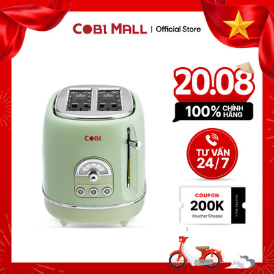 [Hỏa tốc HCM] Máy Nướng Bánh Mì 2 Ngăn Cobi CB-TO-0201, Làm Nóng Nhanh, Nhỏ Gọn - Cobihome