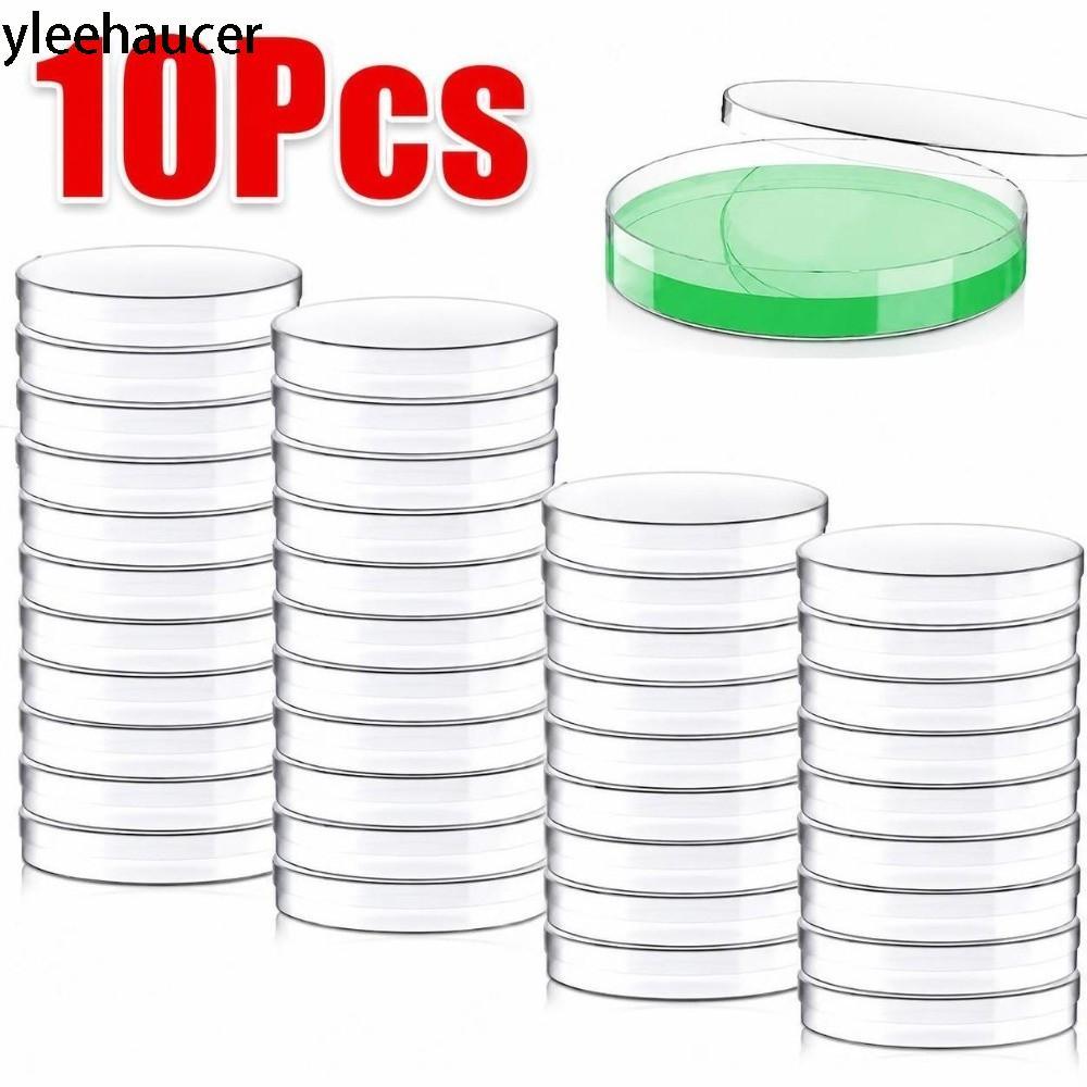 YLEEHAUCER 10 Cái / bộ Đĩa Petri dùng một lần, Đĩa Petri bằng nhựa dùng một lần, Phòng thí nghiệm đĩ