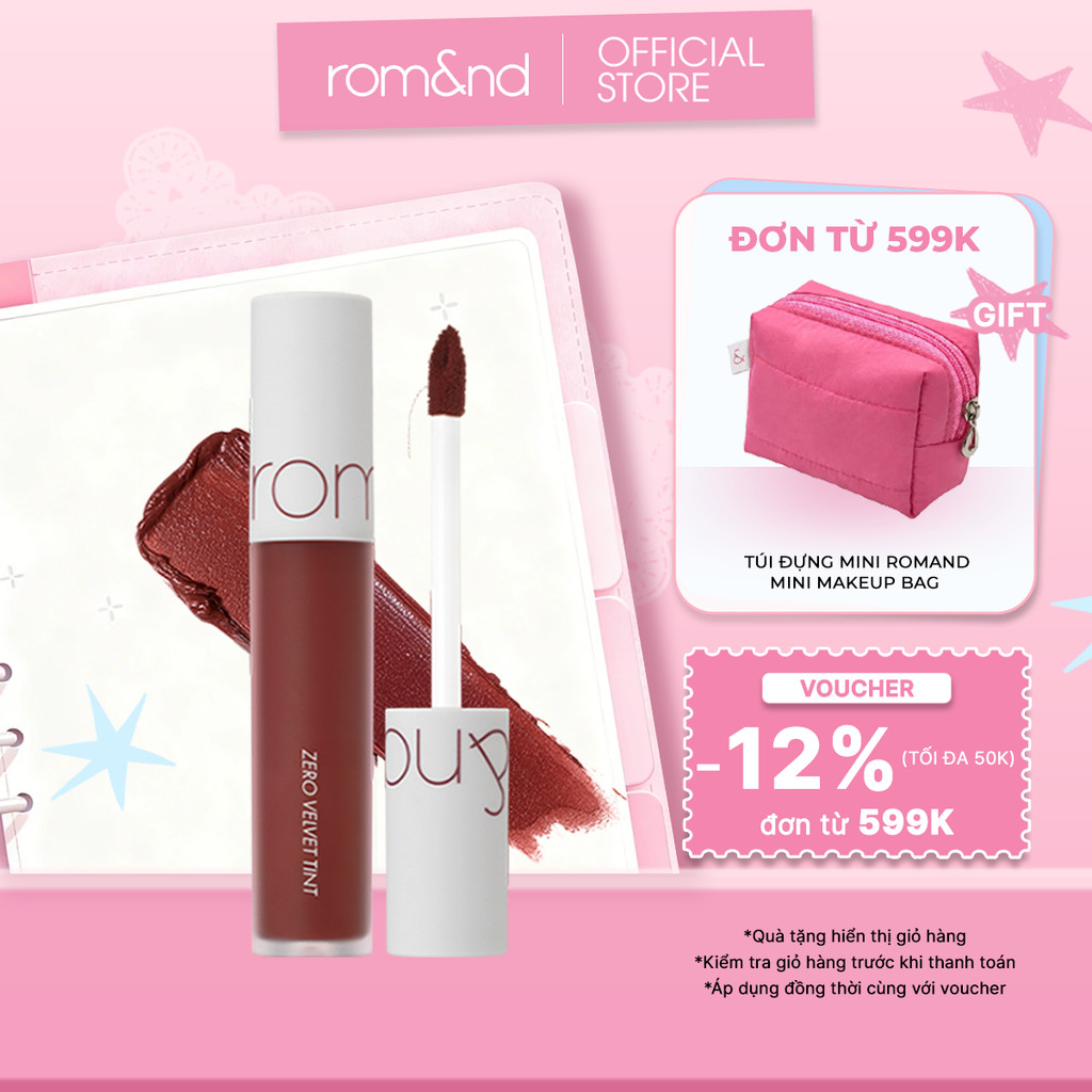 [Rom&nd] Son kem lì cực nhẹ môi Hàn Quốc Romand Zero Velvet Tint 5.5g