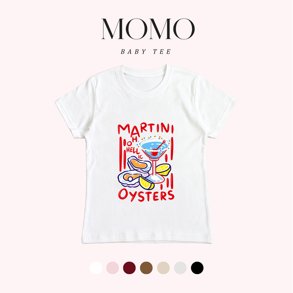 MOMO baby tee MARTINI OYSTERS Retro Cafe Fun Slim Fit