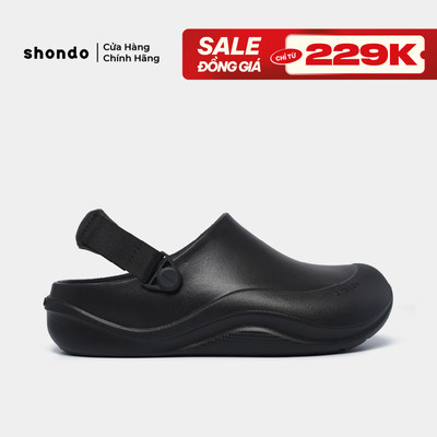 Dép Sục Unisex Shondo Clog Suke Nhựa Đúc Đi Mưa Tiện Lợi Đế Cao 4cm Màu Đen SUK1010