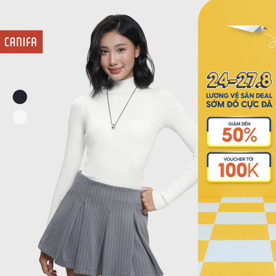 Áo len nữ CANIFA cổ cao dài tay dáng ôm 6TE25W003