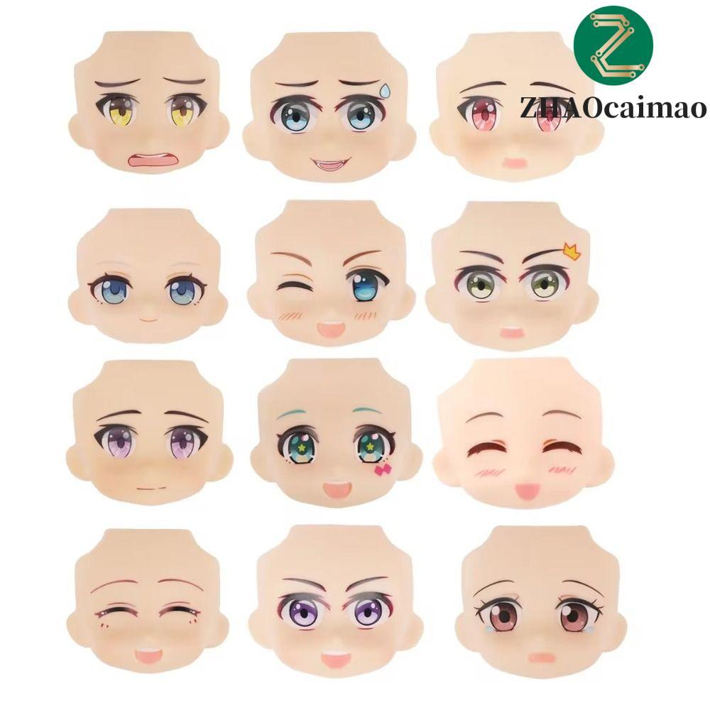 Mặt thay thế búp bê ZHAOCAIMAO, Mặt thay đổi mắt Decal 3D Mặt búp bê OB11, 1 / 12 BJD với trang điểm