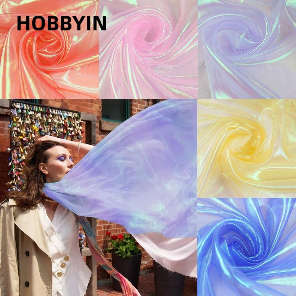 HOBBYIN Organza Vải, Vải tuyn Laser mỏng trong suốt, Trang trí vải tuyn Sáng bóng Organza Váy vải sâ