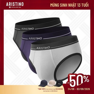 Combo 3 quần lót tam giác Briefs Aristino Polyamide thông hơi lỗ khí nhỏ thoáng mát ABF003EXP03