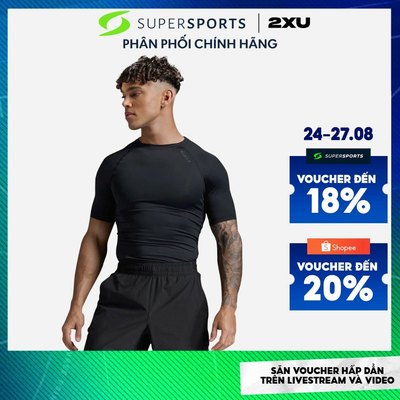 Áo Thun Tay Ngắn Bó Cơ Nam 2XU Core Compression - MA6399a-BLK/NLO