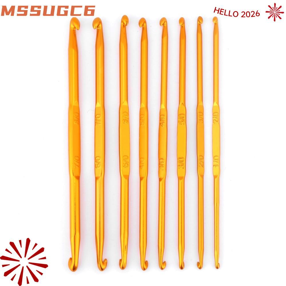 IMSSUG 8 chiếc Móc móc hai đầu, Bộ kim đan móc màu vàng bằng nhôm vàng, Chất liệu Alumina Thiết kế h