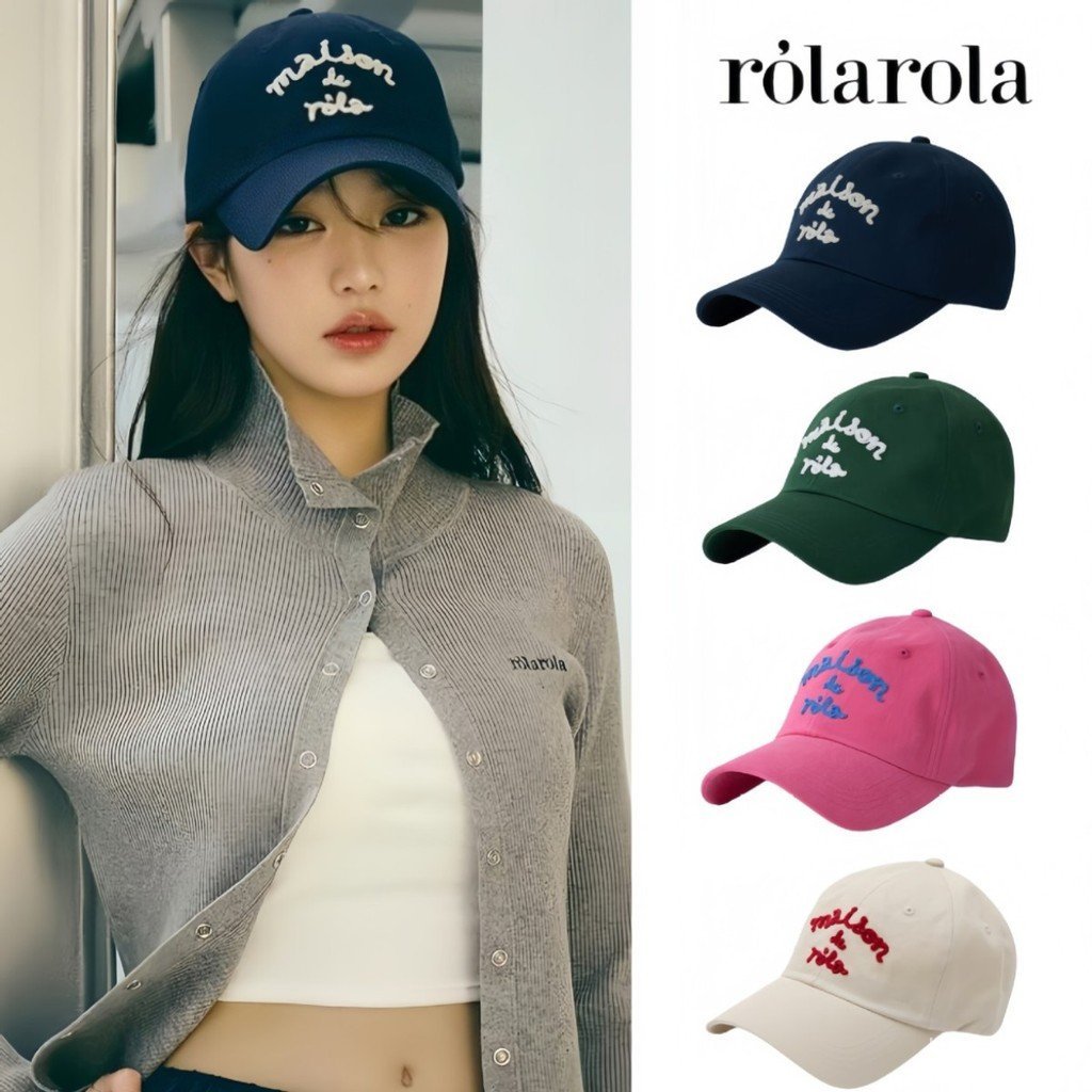 W9SR South Korea Rolarola Baseball cap, same style as Jang Won-young's, with letter embroidery, sun 