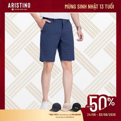 Quần short nam ARISTINO dáng Regular fit, họa tiết kẻ trẻ trung năng động ASO023S4