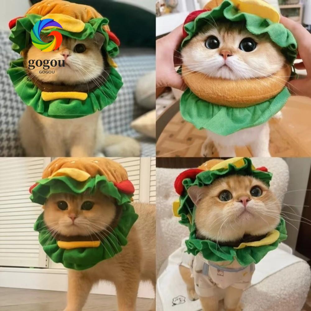 GOGOU Pet Burger Hat, Hamburger Cross Dressing Cat Headgear, Cosplay Dễ Thương Ngộ nghĩnh Có Thể Điề
