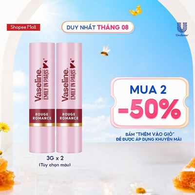 [Live Hannah] [Mua 2 giảm 50%] Combo 2 Son dưỡng môi Vaseline Emily In Paris 3g x 2 (Tuỳ chọn)